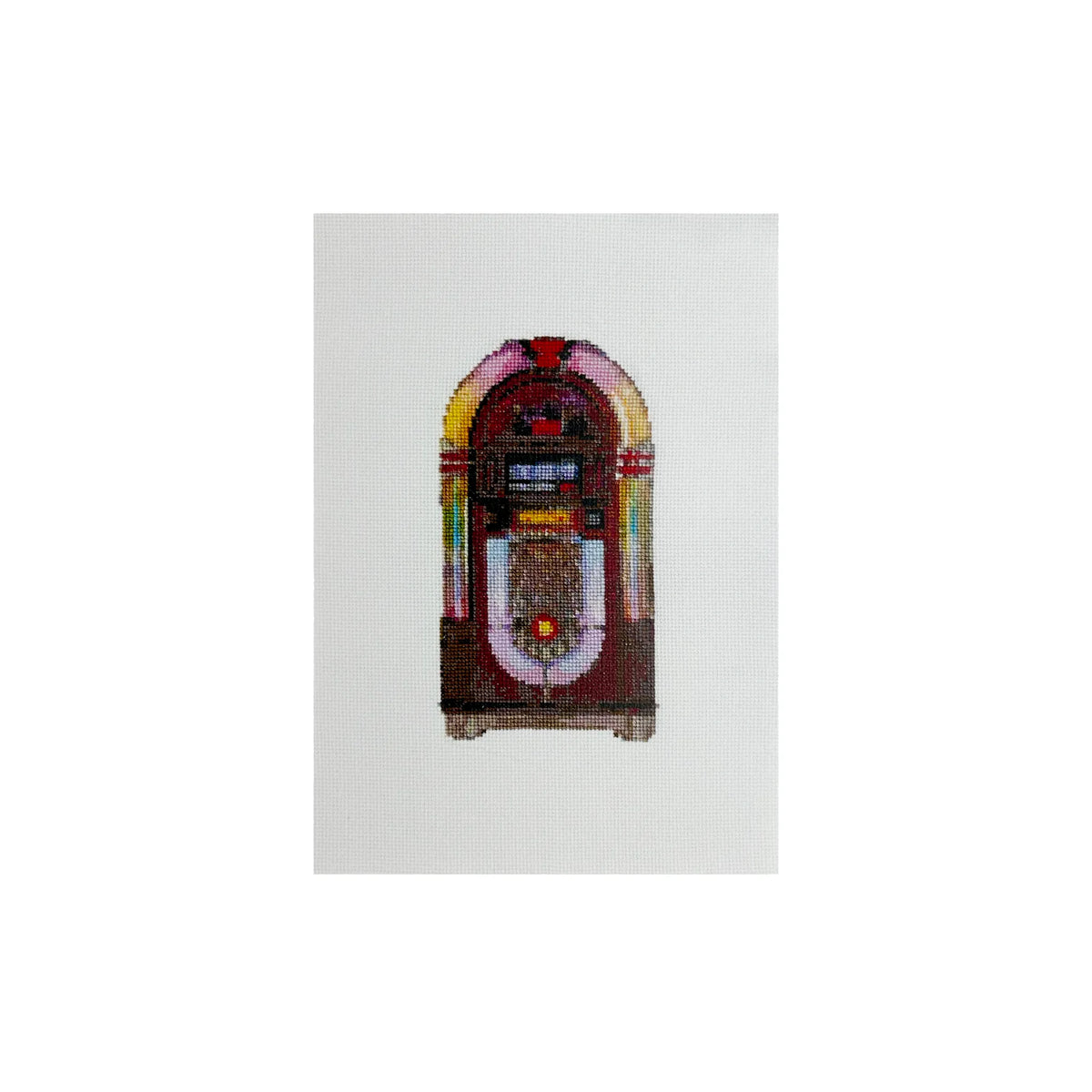 A5 print of the original embroidery design of a retro jukebox