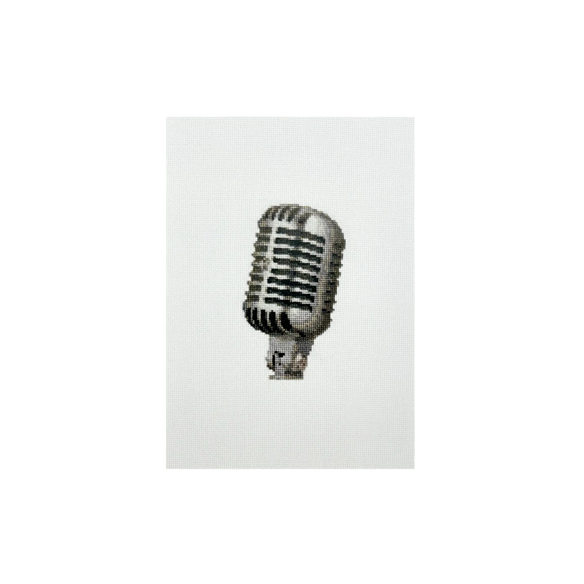 A5 art print of the original embroidery design of a retro mic