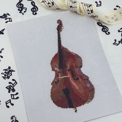 A5 art print of the original double bass hand stitched artwork