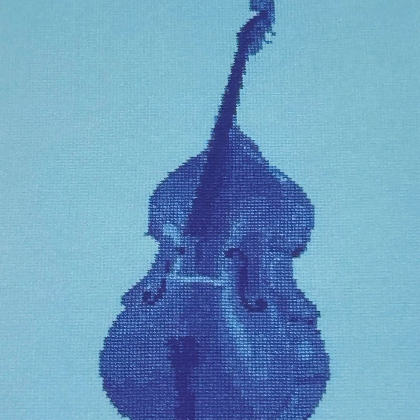 close up of the colourful postcard of the double bass original embroidery design 