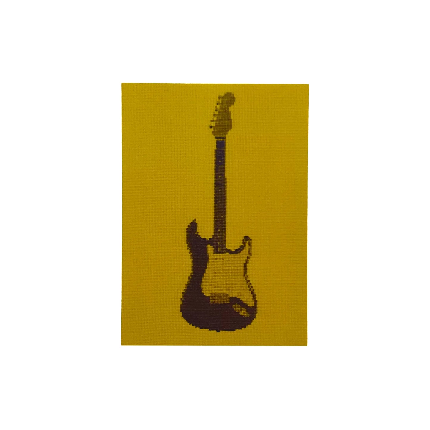 colourful postcard of the original embroidery design of a fender strat