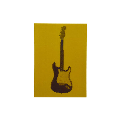 colourful postcard of the original embroidery design of a fender strat