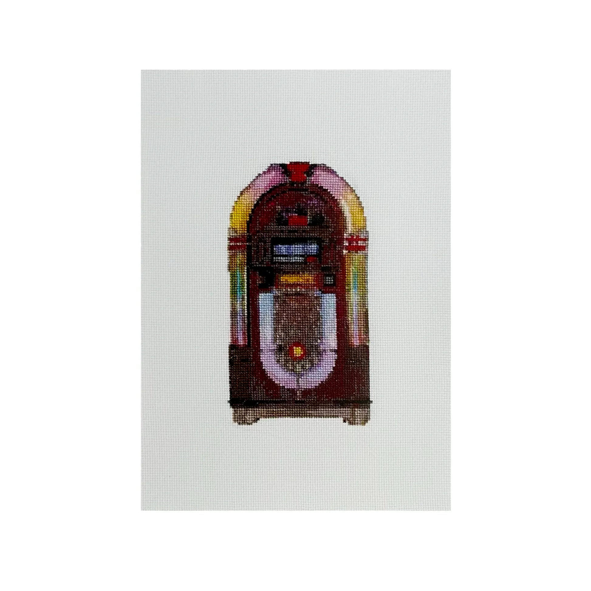 A4 art print of the original embroidery design of a vintage jukebox