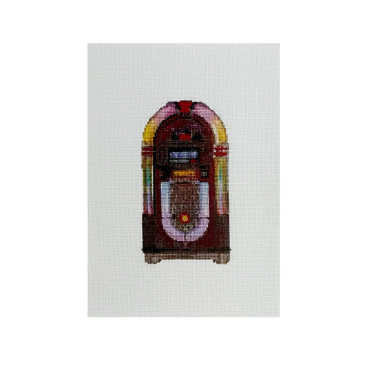A4 art print of the original embroidery design of a vintage jukebox