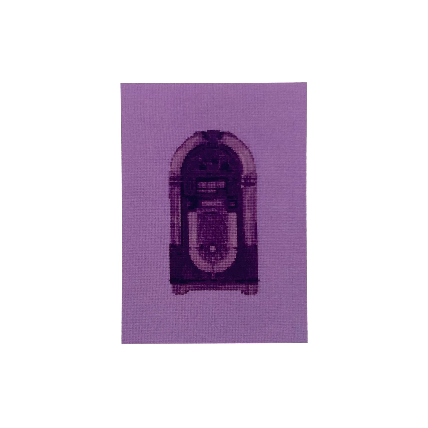 colourful postcard of the original embroidery design of a vintage jukebox