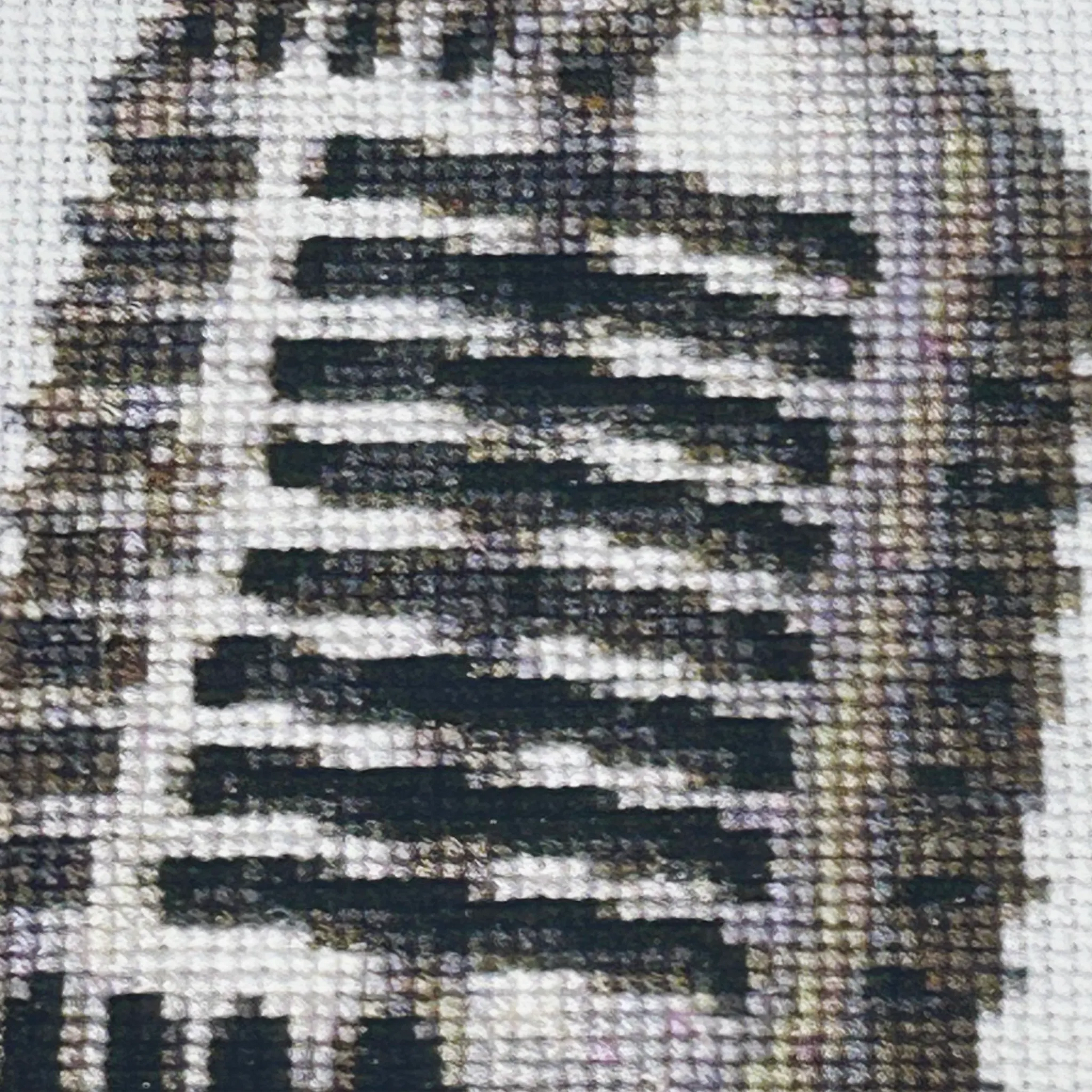 close up of the A4 art print of the original textile art of a vintage mic