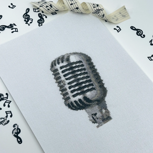 A4 art print of the original embroidery art of the elvis mic 