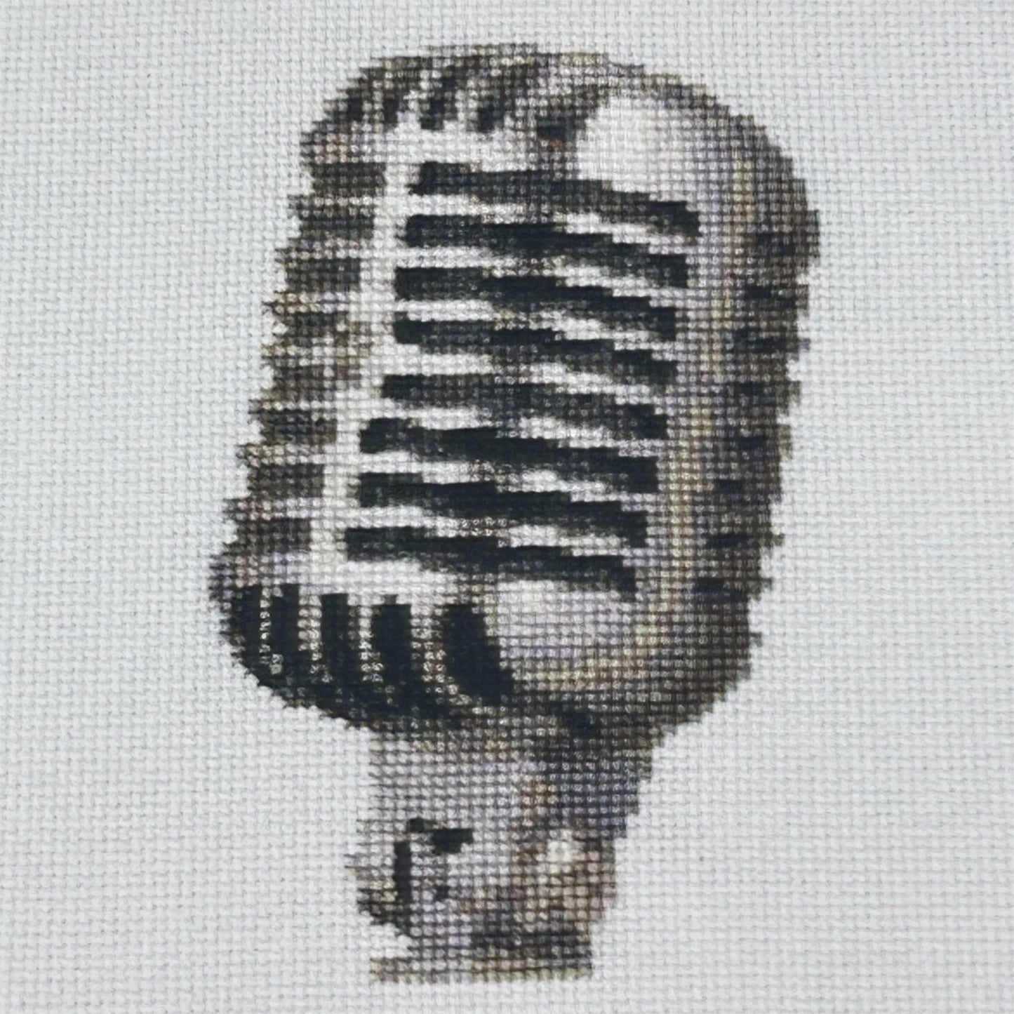 close up of the A5 art print of the original embroidery design of the elvis mic