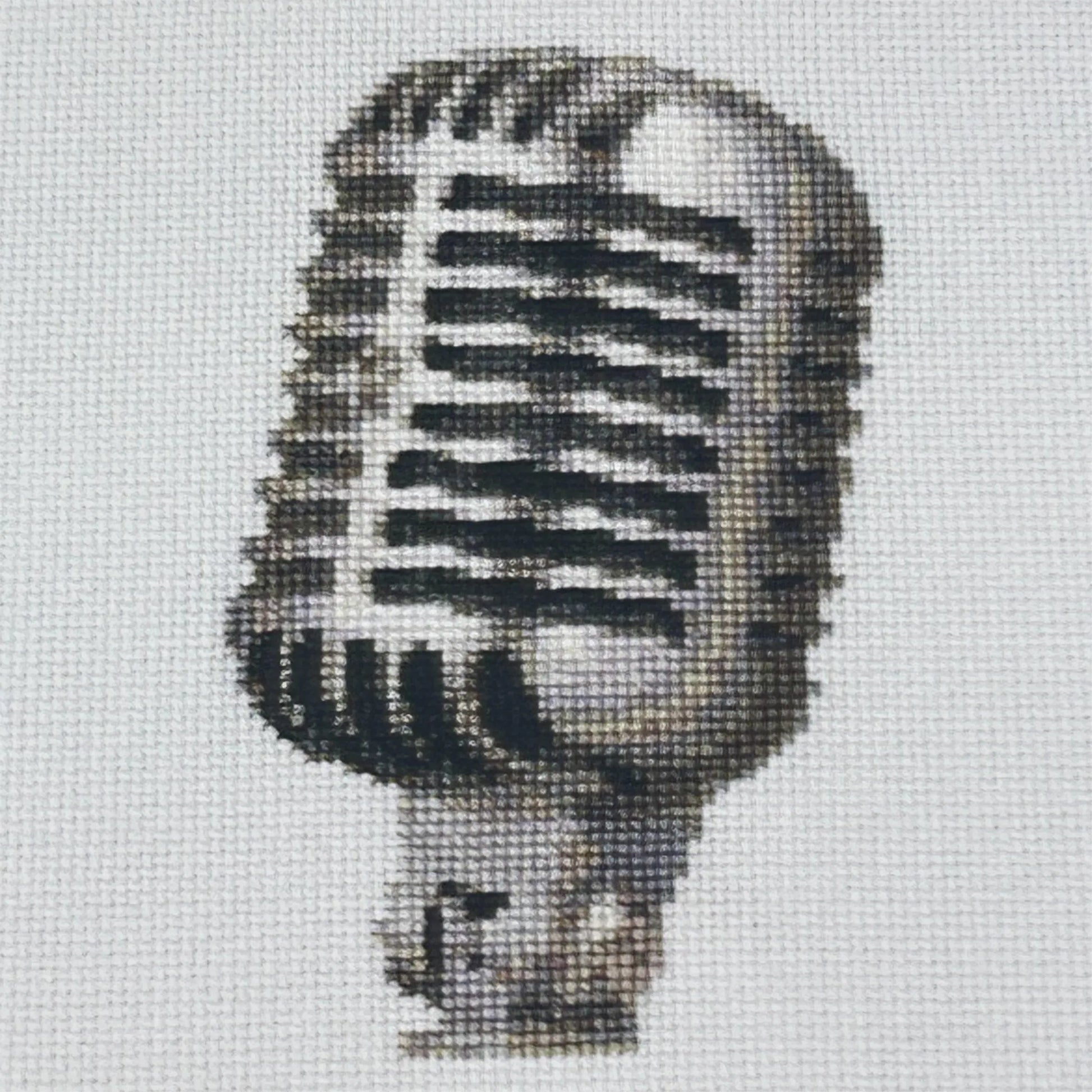 close up of the A5 art print of the original embroidery design of the elvis mic