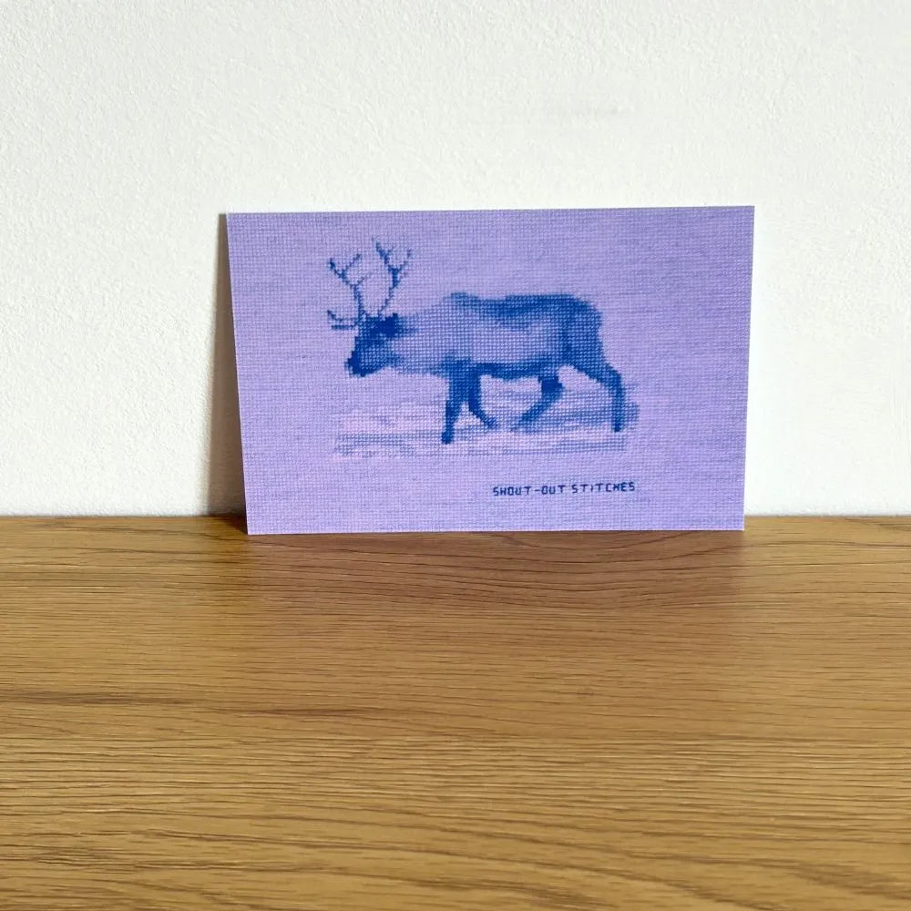 reindeer in the snow mix and match postcard