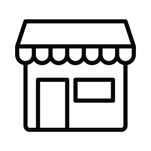 Icon of a store front with an awning on a white background